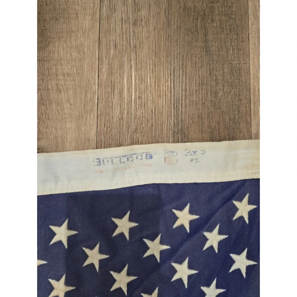 Vtg Bull Dog Bunting US American Flag 2x3 Cotton Sewn Stitched